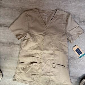 Cherokee Women's Short Sleeve Beige V-Neck scrub top